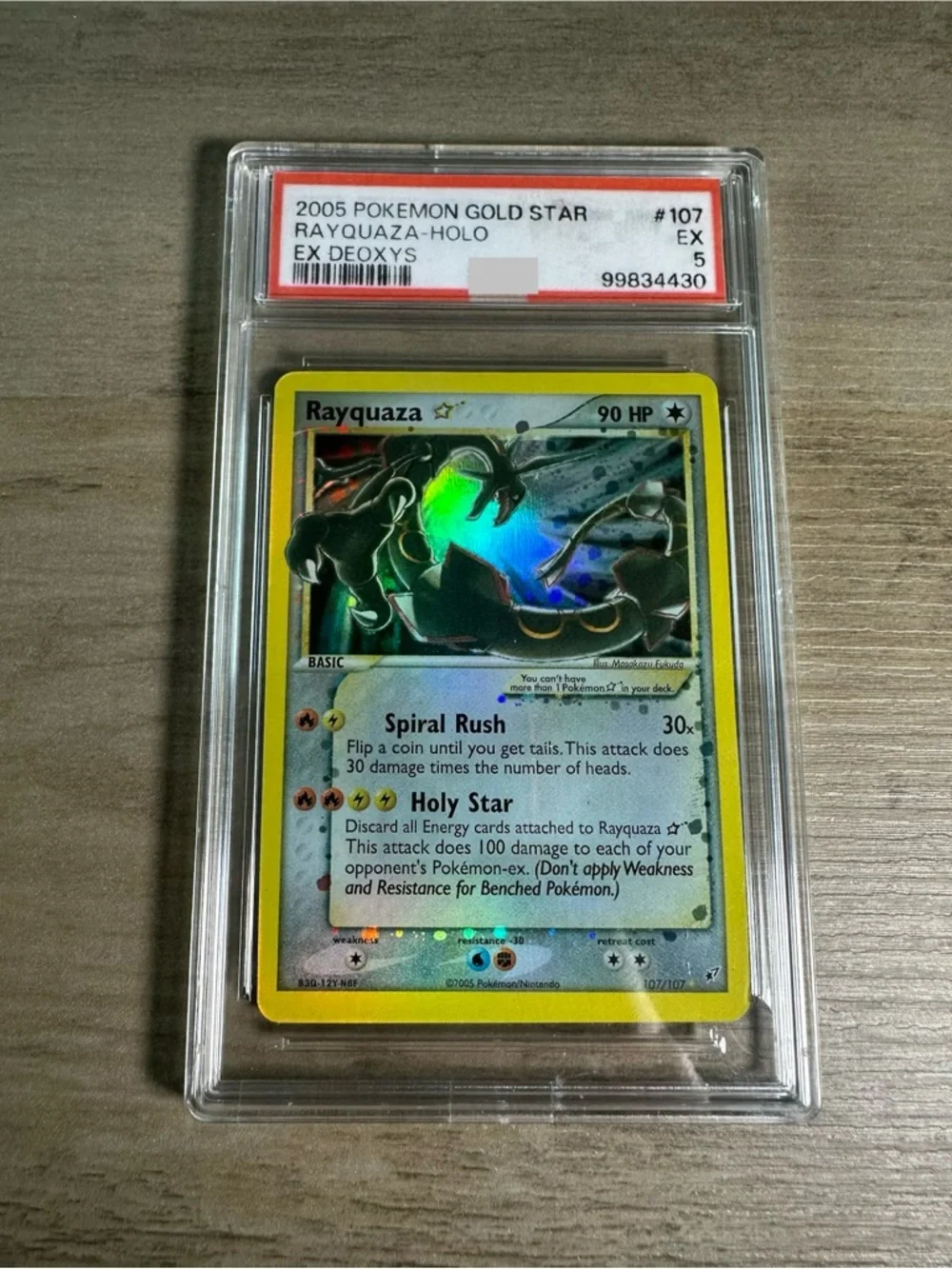 Rayquaza Holo Pokemon Gold Star 2005 #107 Ex Deoxys Novelty Card. Proxy.